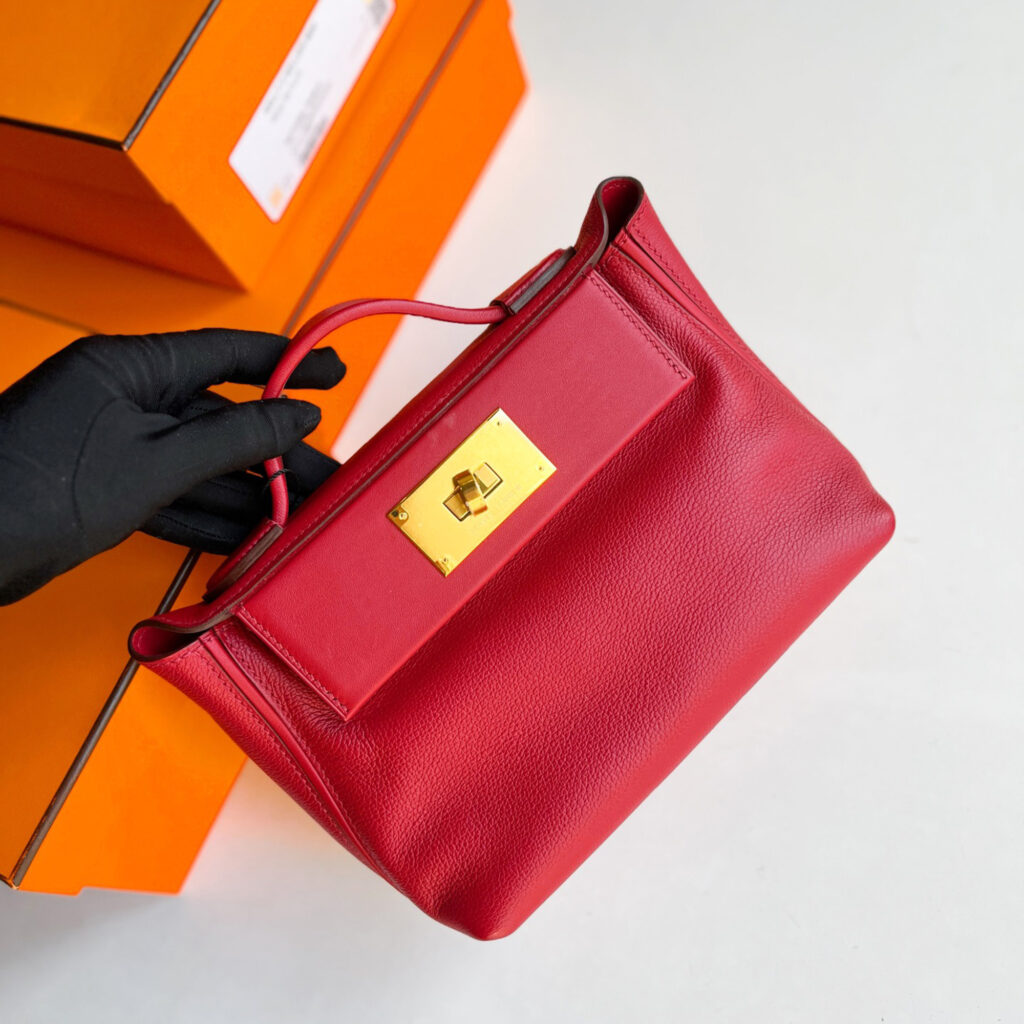 luxury-women-hermes-used-handbags-p1143538-002 Hermes Mini Red Clemence Leather 24/24 Shoulder Bag