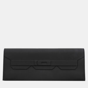 Hermes Noir Swift Leather Shadow Birkin Cut Clutch Bag