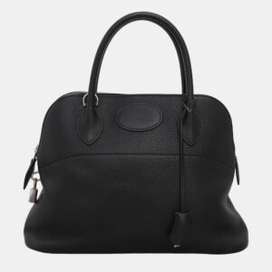 Hermes Black Clemence Leather Bolide 31 Top Handle Bag