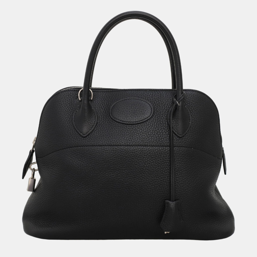 luxury-women-hermes-used-handbags-p1147283-002 Hermes Black Clemence Leather Bolide 31 Top Handle Bag