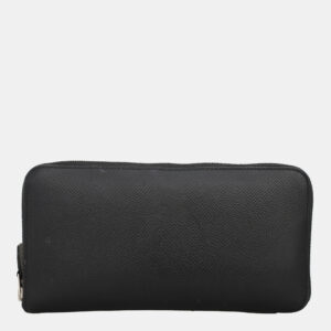 Hermes Black Leather Zipped Long Wallet