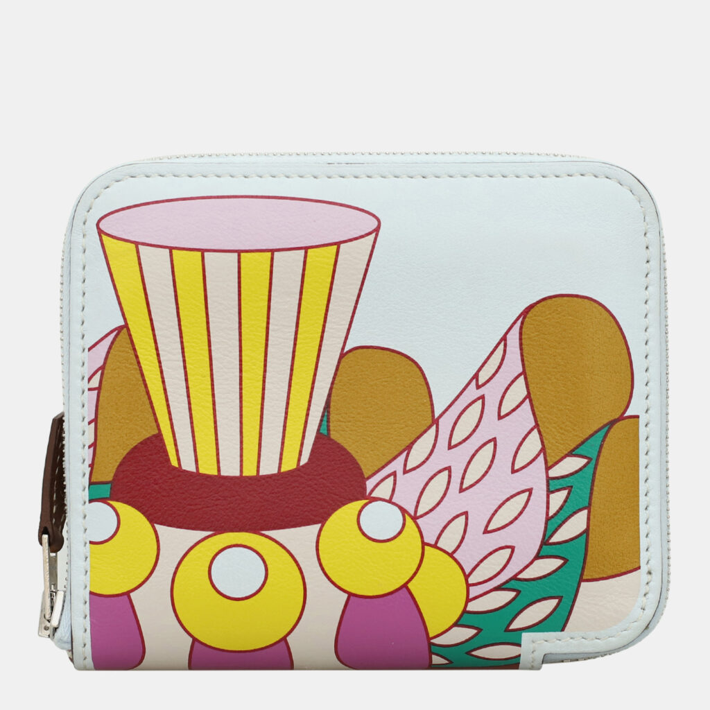 luxury-women-hermes-used-handbags-p1147318-005 Hermes Multicolor Swift Leather Patisserie Francaise Azap Compact Wallet
