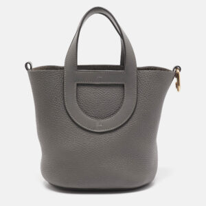 Hermes Gris Meyer Taurillon Clemence and Swift Leather In The Loop 18 Bag