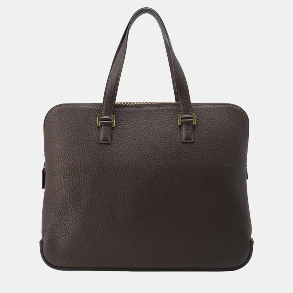 luxury-women-hermes-used-handbags-p1150785-002 Hermes Brown Fjord Leather Escapade Handbag