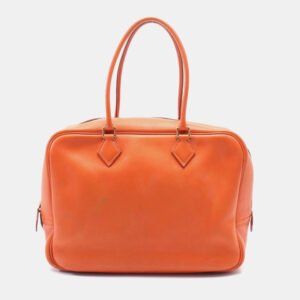 Hermes Orange Leather Plume 32 Handbag