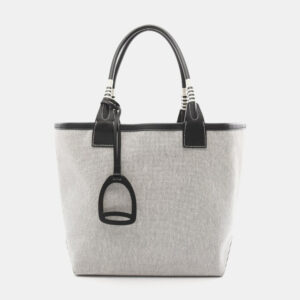 Hermes Black Ecru Toile H Canvas Swift Leather Steeple 28 Tote Bag