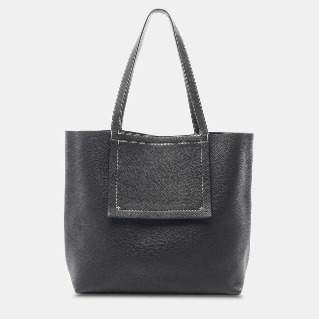 Hermes Black Taurillon Clemence Leather Cabas Serie 46 Tote Bag