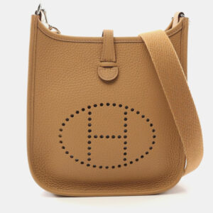Hermes Gold Taurillon Clemence Evelyne TPM Shoulder Crossbody Bag