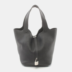 Hermes Black Taurillon Clemence Leather Picotin Lock 22 Handbag