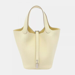 Hermes Yellow Tone Taurillon Clemence Leather Picotin Lock 18 Handbag