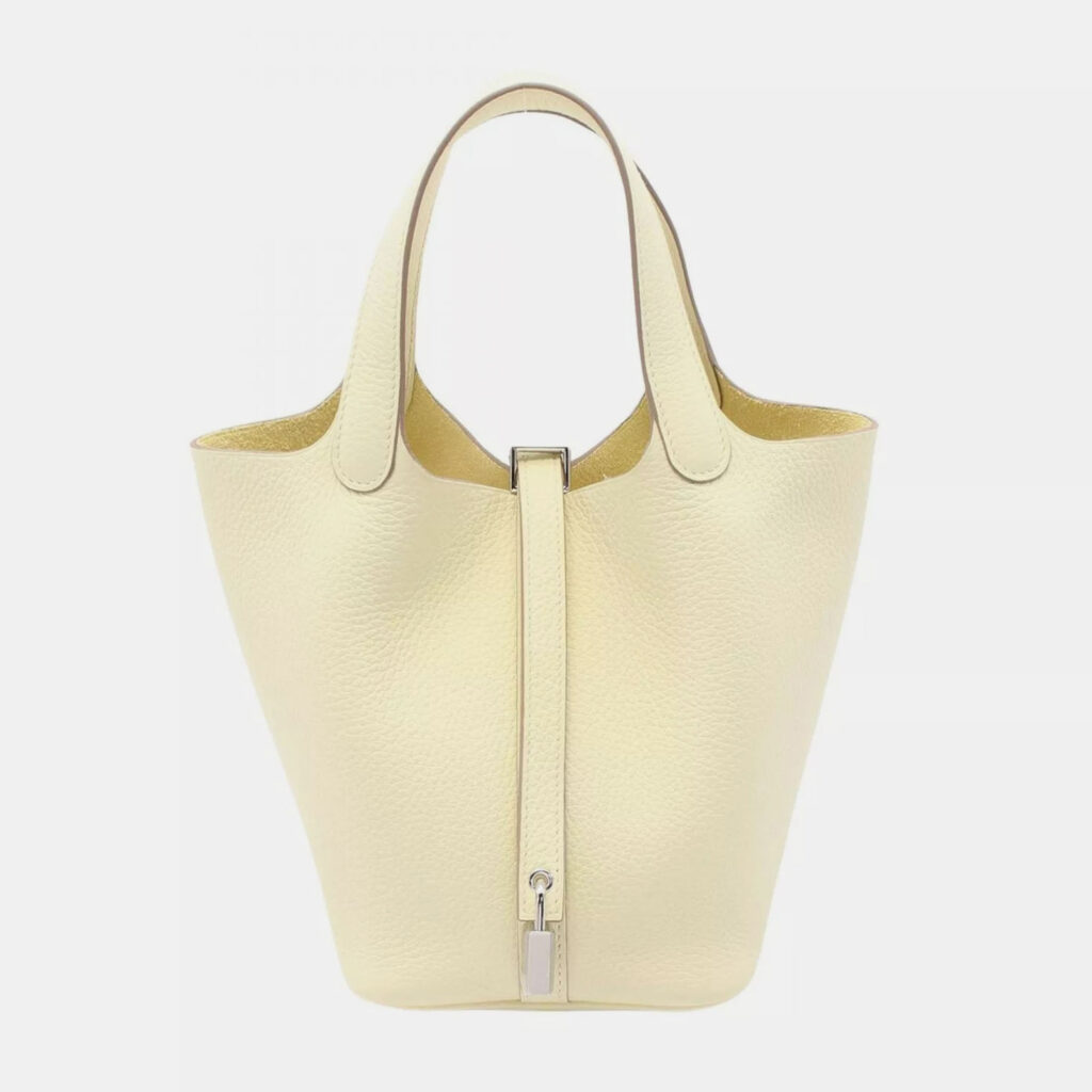 Hermes Yellow Tone Taurillon Clemence Leather Picotin Lock 18 Handbag