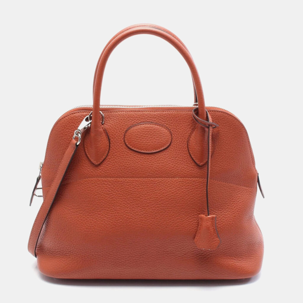 luxury-women-hermes-used-handbags-p1151421-007 Hermes Brown Clemence Leather Bolide 31 Shoulder Bag