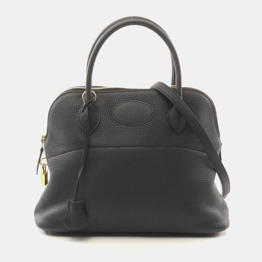 luxury-women-hermes-used-handbags-p1151437-002 Hermes Black Taurillon Clemence Leather Bolide 31 Handbag