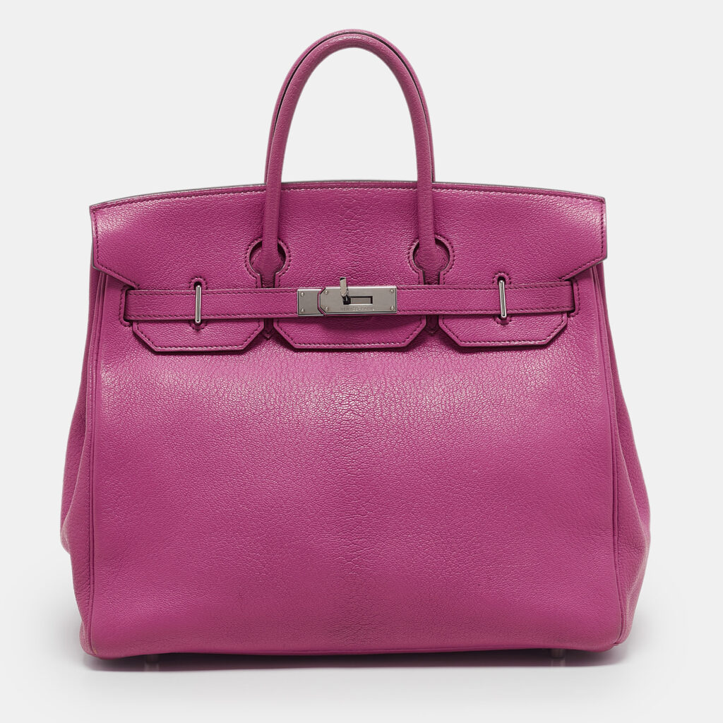 luxury-women-hermes-used-handbags-p1155040-001 Hermes Fuchsia Chevre Leather Palladium Finish HAC Birkin 32 Bag
