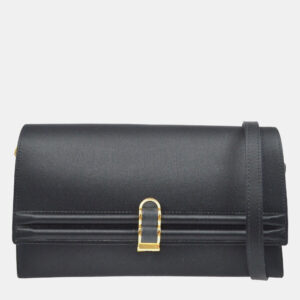 Hermes Black Satin 2Way Clutch Shoulder Bag