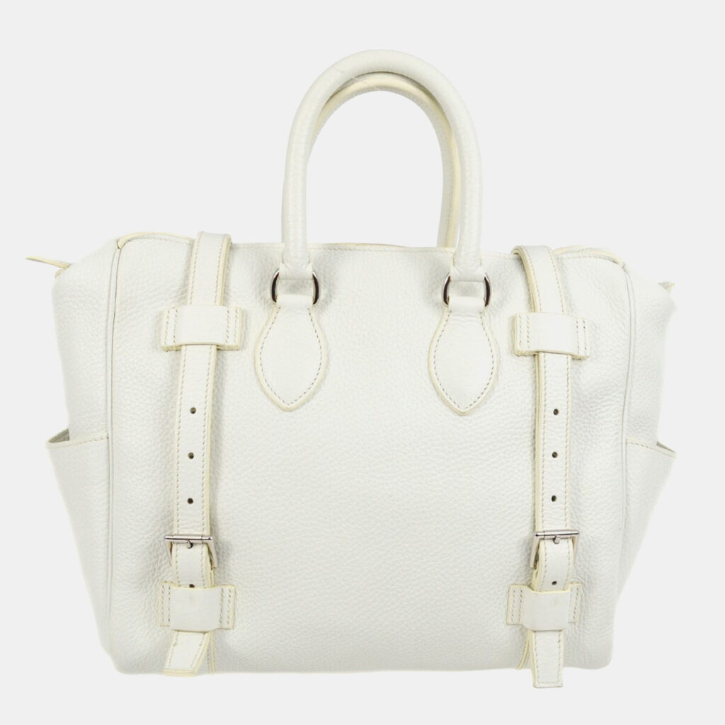 luxury-women-hermes-used-handbags-p1155545-003 Hermes White Taurillon Clemence Pursangle 31 Handbag