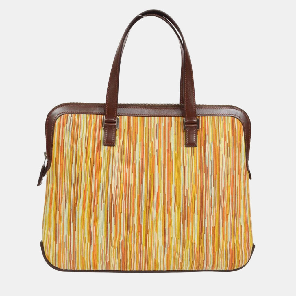luxury-women-hermes-used-handbags-p1155548-013 Hermes Orange Brown Vibrato Box Calf Escapade Handbag