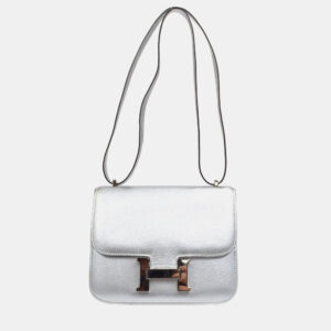 Hermes Silver Chevre Constance 18 Shoulder Bag
