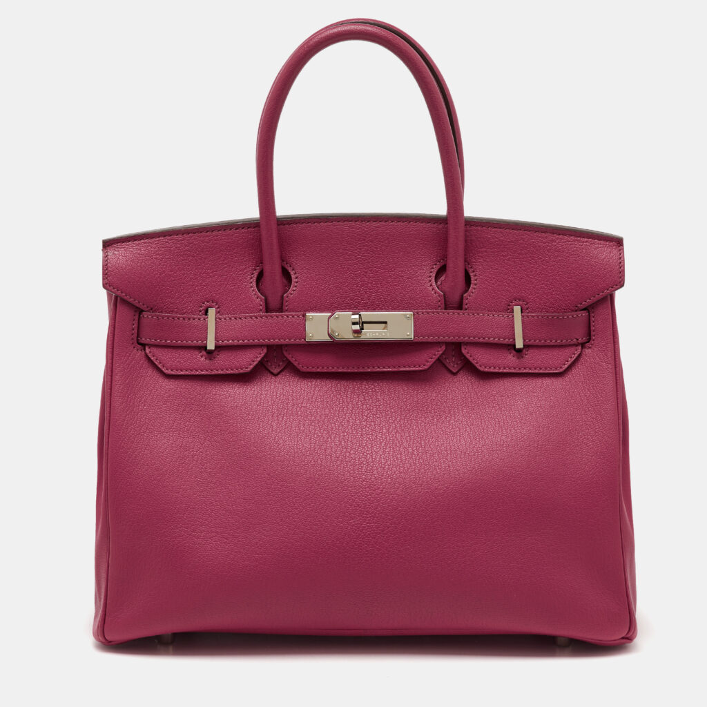 luxury-women-hermes-used-handbags-p1156127-012 Hermes Rose Shocking/Gris Perle Chèvre De Coromandel Leather Palladium Hardware Birkin 30 Bag