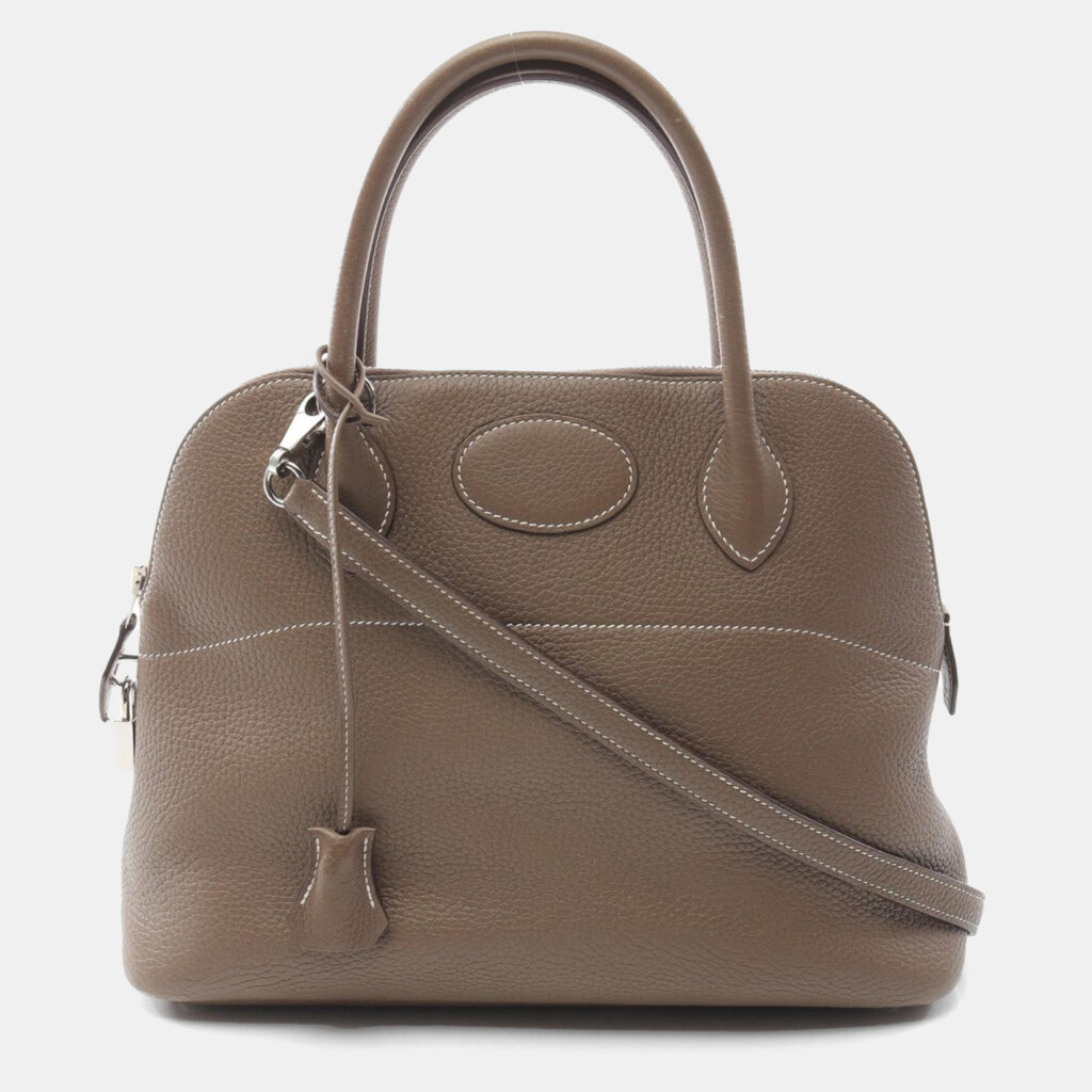 luxury-women-hermes-used-handbags-p1156972-002 Hermes Etoupe Grey Clemence Leather 2Way Bolide 31