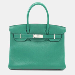 Hermes Khaki Vert Vertigo Taurillon Clemence Leather Birkin 30 Bag