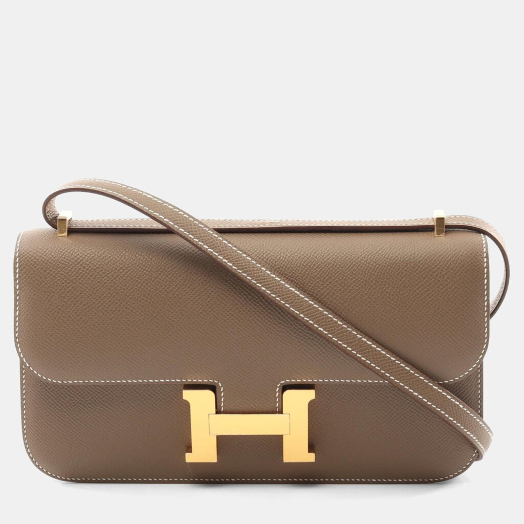 luxury-women-hermes-used-handbags-p1157000-002 Hermes Etoupe Grey Epsom Leather Constance Elan Shoulder Bag
