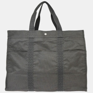 Hermes Gray Canvas Herline TGM Tote Bag