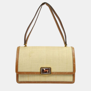 Hermes Beige Brown Crinoline Courchevel Vintage Shoulder Bag
