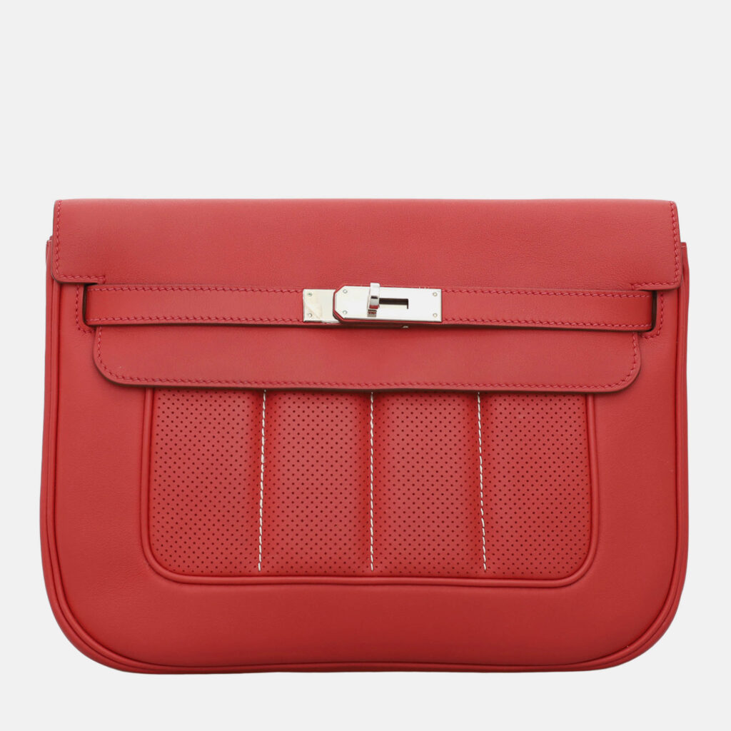 luxury-women-hermes-used-handbags-p1163059-007 Hermes Red Leather Perforated Berline 28 Bag