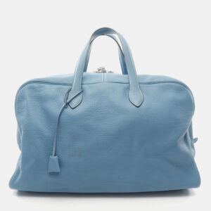 Hermes Blue Jean Clemence Leather Victoria 50 Handbag