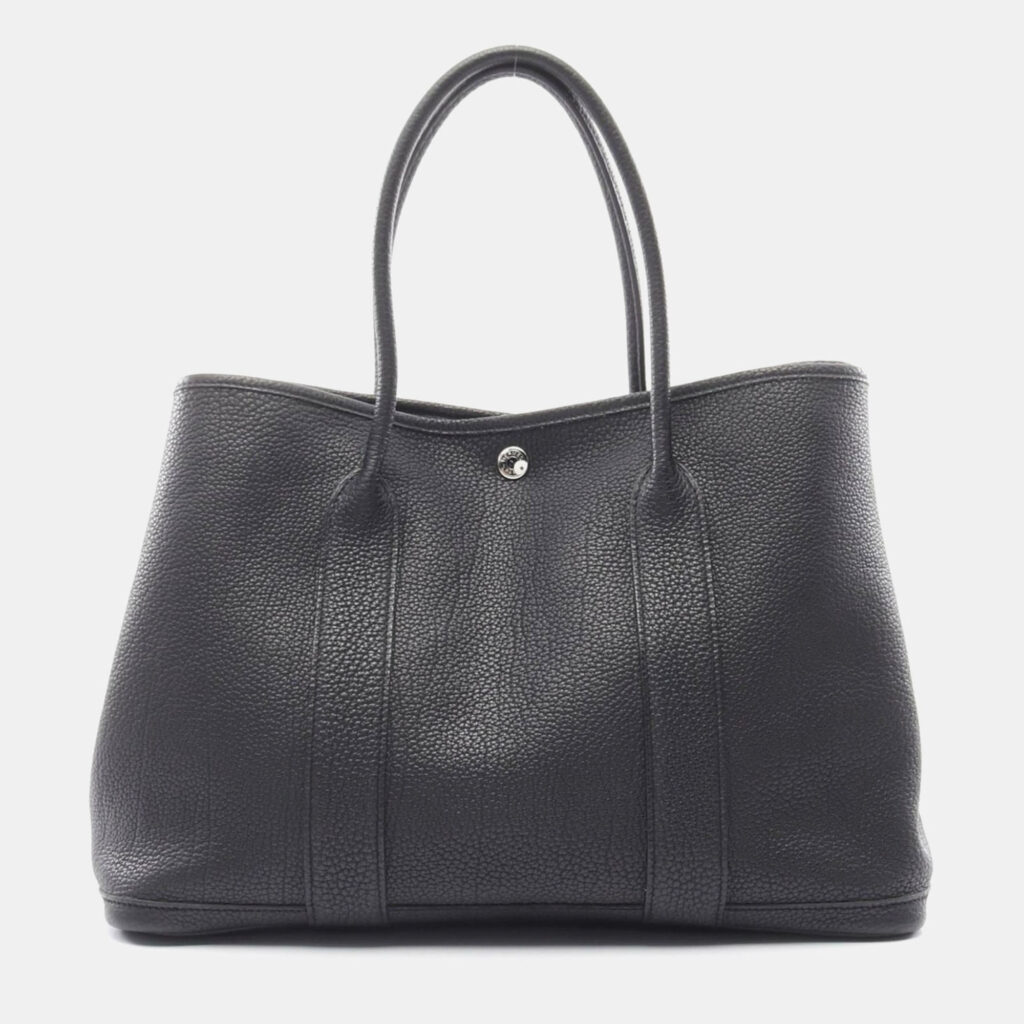 luxury-women-hermes-used-handbags-p1163979-003 Hermes Black Leather Garden Party Tote Bag