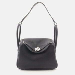Hermes Black Taurillon Clemence Lindy 26 Shoulder Bag
