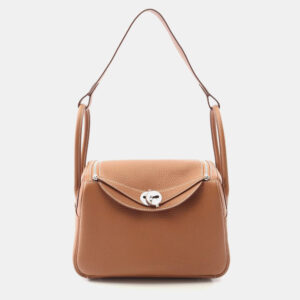 Hermes Brown Taurillon Clemence Leather Lindy 26 Shoulder Bag