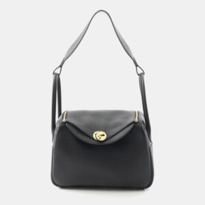 Hermes Black Taurillon Clemence Leather Lindy 26 Shoulder Bag