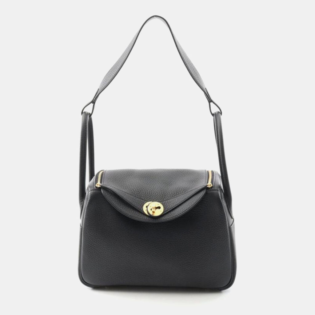 luxury-women-hermes-used-handbags-p1164000-006 Hermes Black Taurillon Clemence Leather Lindy 26 Shoulder Bag