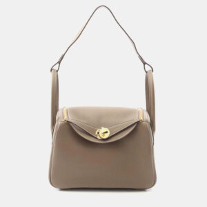 Hermes Brown Taurillon Clemence Leather Lindy 26 Shoulder Bag