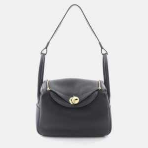 Hermes Black Taurillon Clemence Leather Lindy 26 Shoulder Bag
