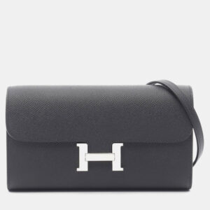 Hermes Constance Long To Go Black Epsom Leather Wallet