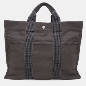 Hermes Her Line MM Gray Canvas Tote Bag