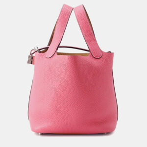 Hermes Picotin Lock 18 Casaque Sesame / Rose Azalee Taurillon Clemence Handbag