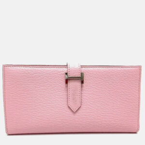 Hermes Long Pink Leather Wallet