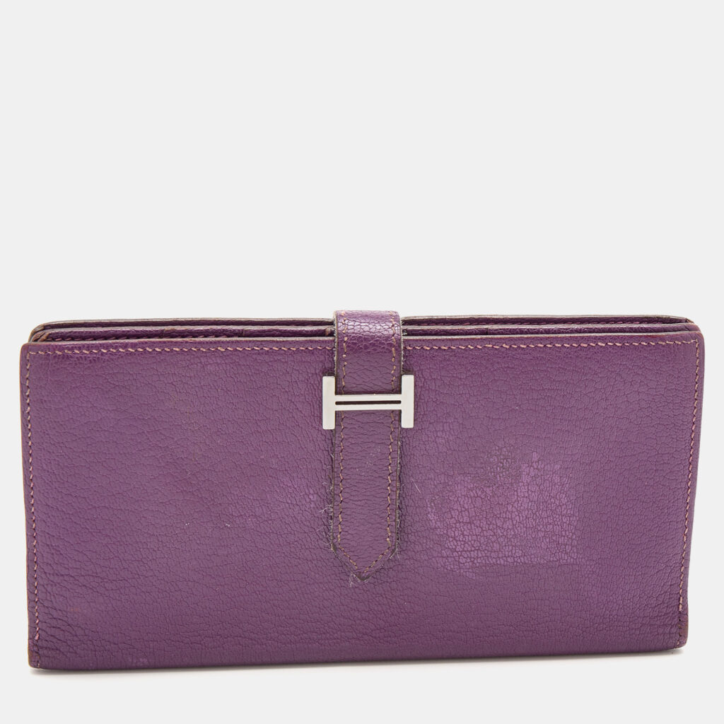 luxury-women-hermes-used-handbags-p731870-002 Hermès Cyclamen Chevre Mysore Leather Palladium Finish Bearn Wallet