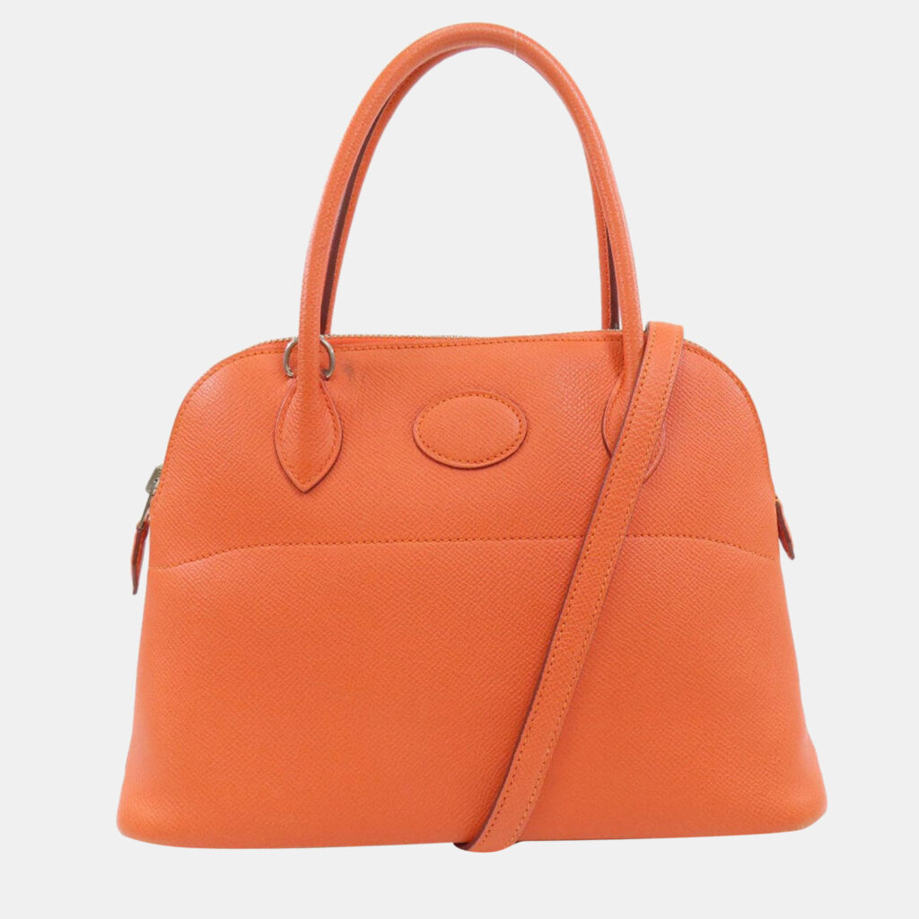 luxury-women-hermes-used-handbags-p801000-002 Hermes Orange Epsom Leather Bolide 27 Handbag