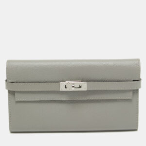Hermes Gris Mouette Epsom Leather Kelly Classic Wallet