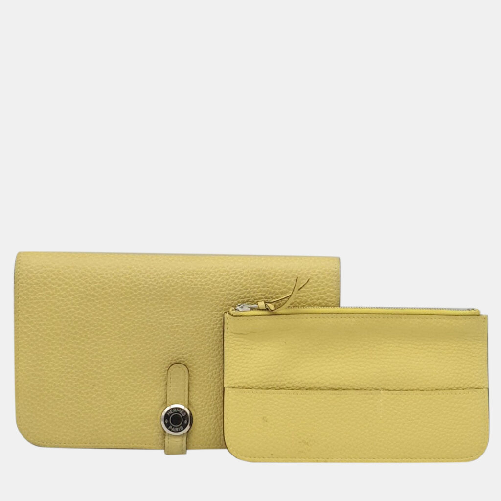 luxury-women-hermes-used-handbags-p934870-005 Hermes Yellow Epsom Dogon Long Wallet