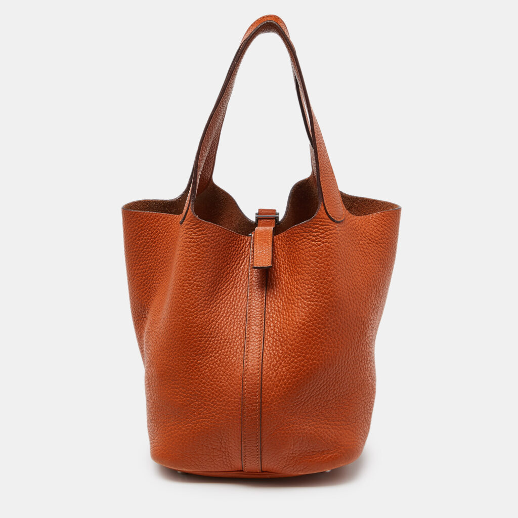 luxury-women-hermes-used-handbags-p990461-009 Hermès Orange Taurillon Clemence Leather Picotin Lock 22 Bag