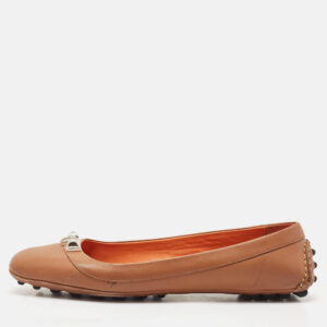 Herm&egrave;s Brown Leather Liberty Ballet Flats Size 38