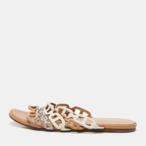 Hermes Multicolor Leather Chain d'Ancre Flat Sandals Size 36.5