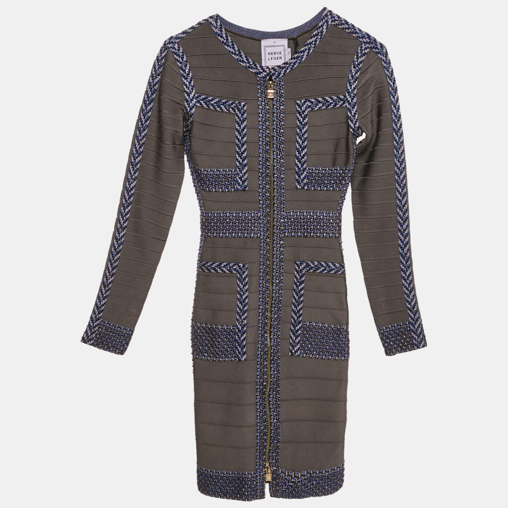 luxury-women-herve-leger-new-clothes-p1164896-003.jpg Herve Leger Grey/Blue Beaded Knit Bandage Keslyn Dress XS