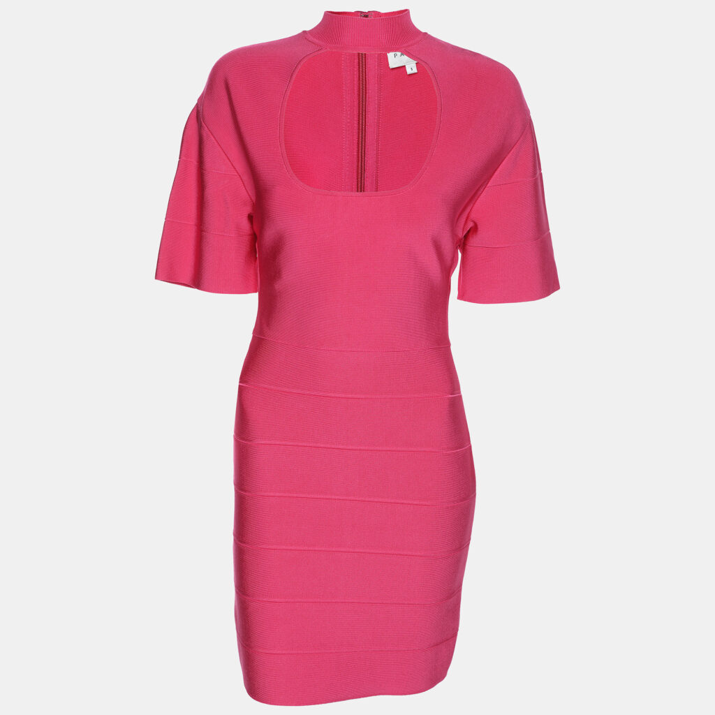luxury-women-herve-leger-used-clothes-p1159871-002 Herve Leger Pink Bandage Knit Cutout Bodycon Dress S